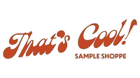 That’s Cool! Sample Shoppe retro-style logo in orange text