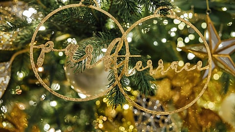 Park Terrace ornament hanging on a decorated Christmas tree