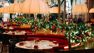 Grand Brasserie main dining room with holiday decor