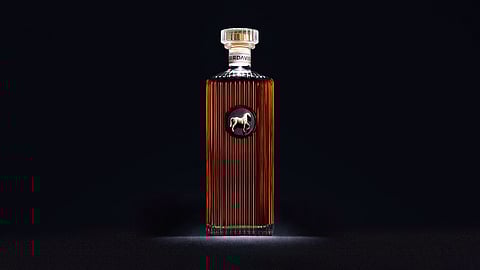 SirDavis whisky bottle standing upright on a dark surface