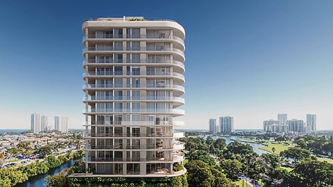 Exterior rendering of Avenia Aventura waterfront residential tower