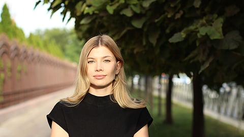 Creative producer Ekaterina Emelyantchikova photographed outdoors in natural light