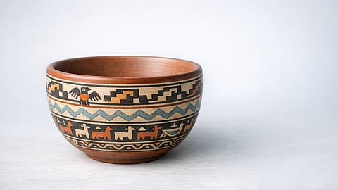 Handcrafted Peruvian ceramic bowl with traditional patterns