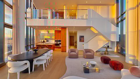 The Ritz-Carlton Residences, Boston at South Station Tower Penthouse living room duplex