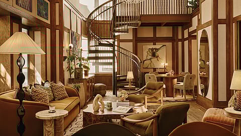 Interior of Soho Home Studio at Soho Beach House Miami featuring staircase and furniture