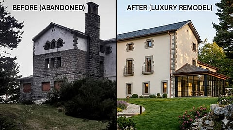 Luxury listing shows abandoned property transformed into luxury remodel concept
