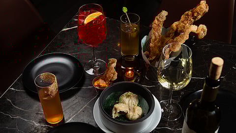 Craft cocktails and bar snacks served at Stormy Monday cocktail bar in Miami Beach