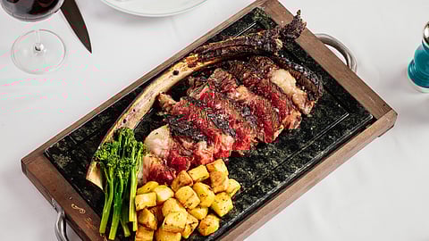 Tomahawk steak platter at Signor Sassi