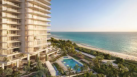 Rendering of The Perigon Miami Beach oceanfront tower with pool deck and Atlantic views