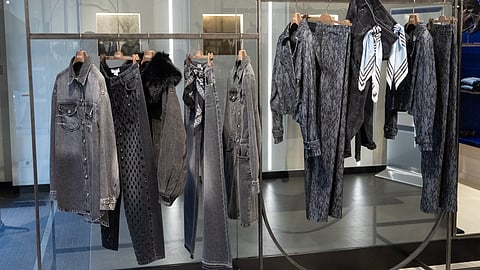 Fracomina Fall Winter 2026–27 denim and patterned looks displayed inside the Milan boutique