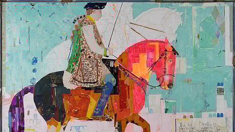 Mersuka Dopazo collage artwork In Search of Love shown at Palm Beach Modern + Contemporary art fair