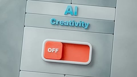AI creativity interface featuring a toggle switch, symbolizing the role of AI in creative workflows