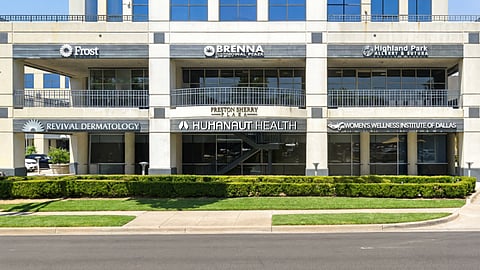 Humanaut Health Dallas clinic exterior at Preston Center with signage