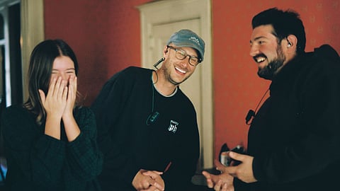 Annabel Newland, screenwriter and filmmaker with Team members