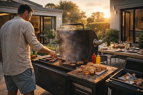A man grilling outdoors