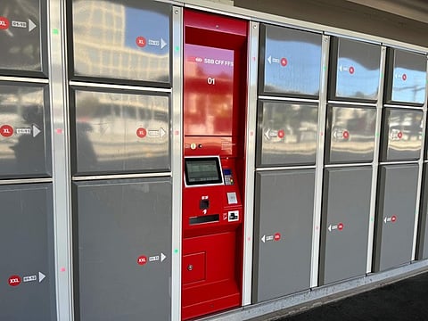 Intelligent luggage storage lockers operated by SBB CFF FFS at Swiss train stations