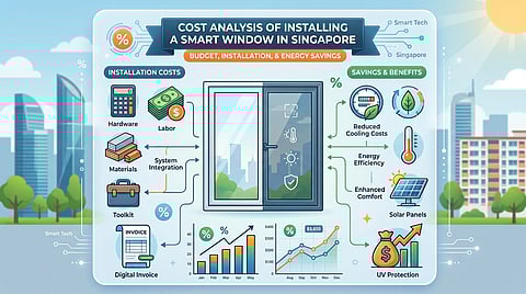 Infographic outlining the cost analysis of installing smart windows in Singapore