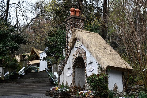 A fairytale-style entrance at Parrot Mountain and Gardens in Pigeon Forge, Tennessee
