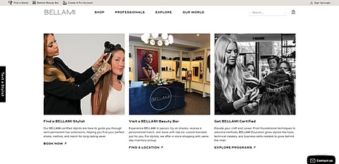 A webpage that displays options for finding professional stylists