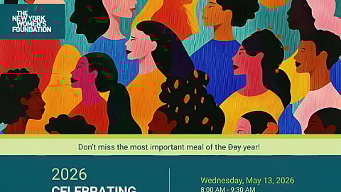 Colorful illustration promoting the 2026 Celebrating Women Breakfast event in New York