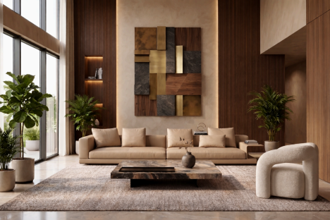 A low-slung modular sofa