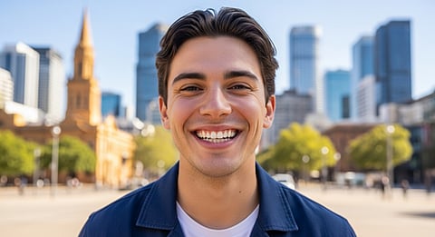 a confident young man smiling