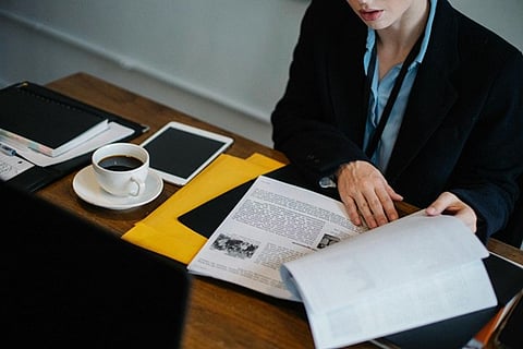 a person reviewing documents