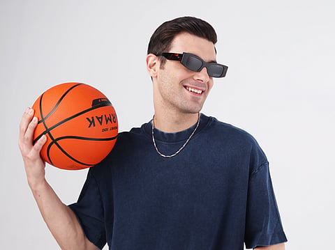 Specscart BOURGES 2 sunglasses with a black rectangular frame and dark grey tinted lenses