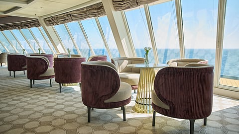 Observation Lounge aboard Seven Seas Voyager with panoramic ocean views