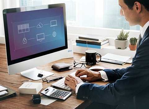 a person working on a desktop