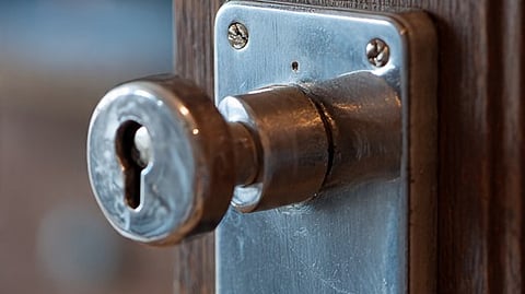 a close up of safety door lock