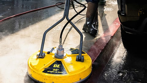 a BE Power Equipment Whirl-A-Way surface cleaner
