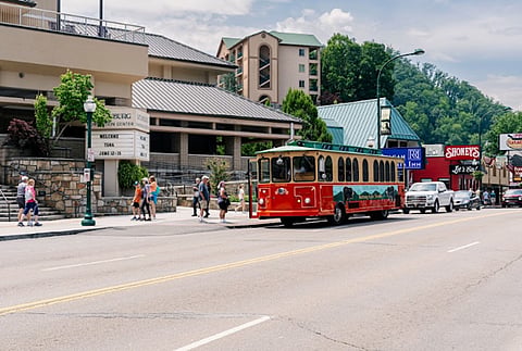 a scenic view of downtown Gatlinburg