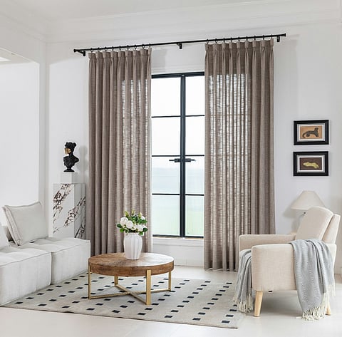 light-filtering, neutral-colored curtains