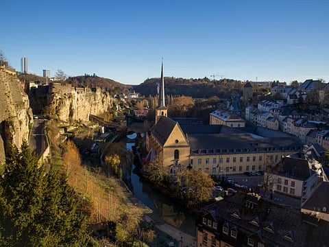 the historic Neumünster Abbey situated in the Grund district of Luxembourg City