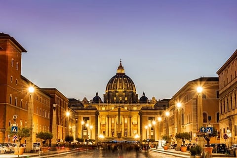 St. Peter's Basilica at twilight