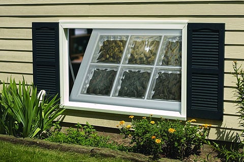 Hy-Lite acrylic privacy glass hopper window