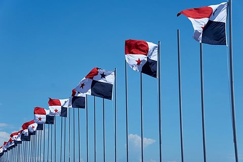 the national flag of Panama waving in the wind