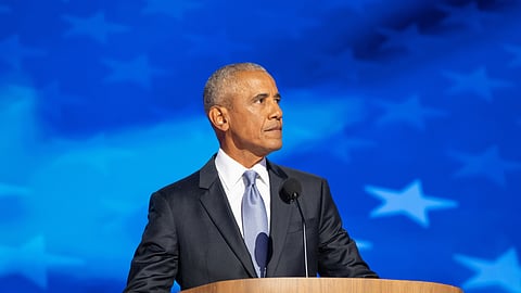 Barack Obama speaks at the Obama Presidential Center dedication in Chicago