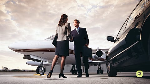 Private jet travelers connect through premium ground transportation