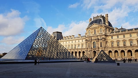 The Louvre Pyramid in Paris' 1st arrondissement beside the historic museum