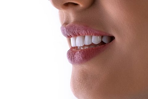 Close-up of white teeth.
