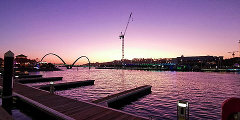 Waterfront at sunset.