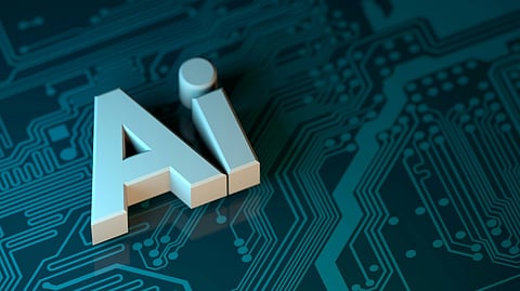 3D "Ai" text on a circuit board.