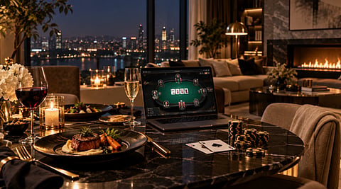 Luxury dinner with online poker.