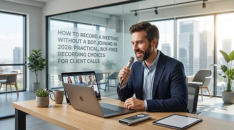 Man recording a virtual meeting.