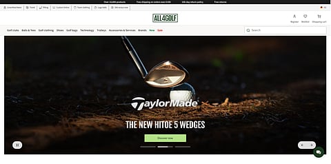 Golf equipment website homepage.