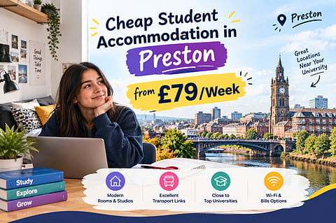Advertisement for cheap student accommodation in Preston.