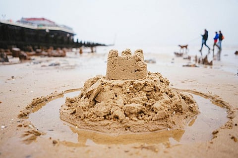 Sandcastle on a beach.