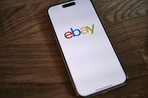 eBay logo on a smartphone screen.